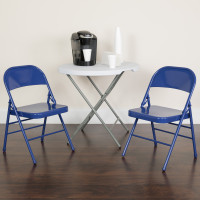 Flash Furniture 2-HF3-BLUE-GG 2 Pk. HERCULES COLORBURST Series Cobalt Blue Triple Braced & Double Hinged Metal Folding Chair